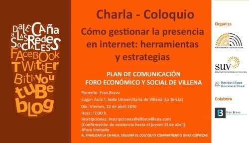 Charla con El Foro Villena - Fran Bravo - Gestion de presencia en internet - social media - community manager - blog - blogger - Villena - Alicante