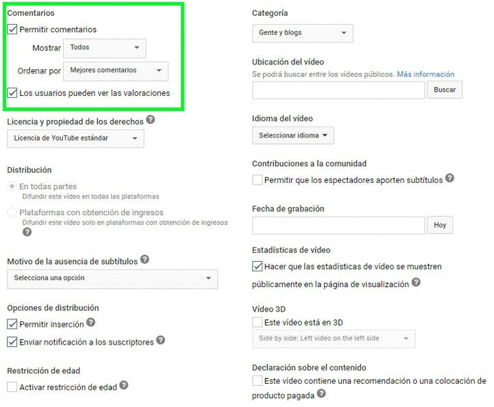 Opciones You Tube - Fran Bravo Gestión Presencia Internet - Social Media - Community Manager - Blog - Blogs - Blogger - Villena - Alicante