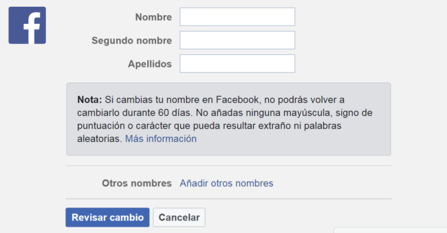Cambiar tu nombre de Facebook Fran Bravo Gestión presencia internet